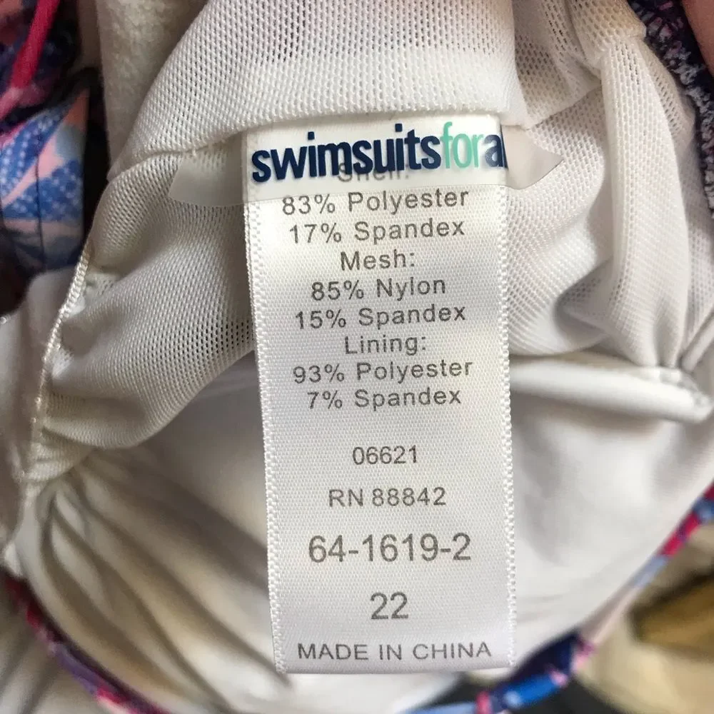 Swimsuits for All Flowy Tankini Swimsuit Top Pink tropical Print size 22